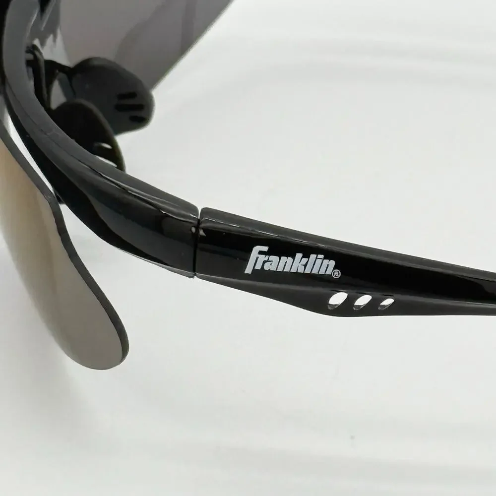 Franklin MLB Black Deluxe Flip-Up Sunglasses Blue Mirror Baseball Softball